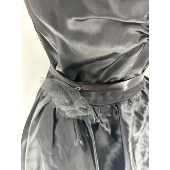 Vintage Jolie Madame Strapless Dress Womens 7/8 Black White Tulle Asymmetrical - Picture 5 of 16